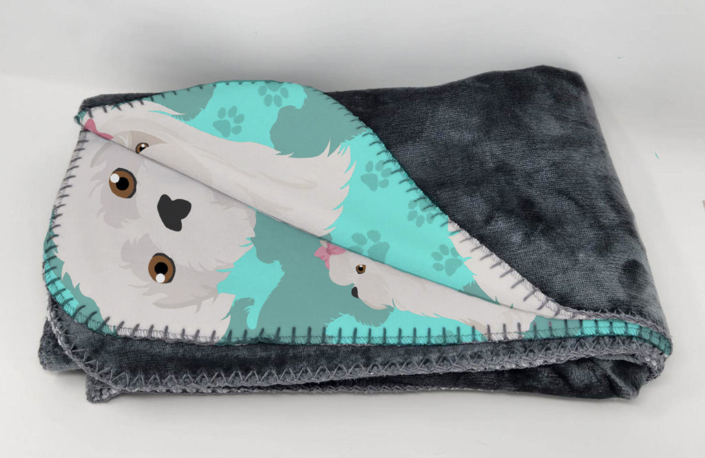 Maltese Soft Travel Blanket with Bag Airplane Blanket, Indoor Outdoor Camping Blanket for Traveling, Picnics, Beach Trips, Concerts
