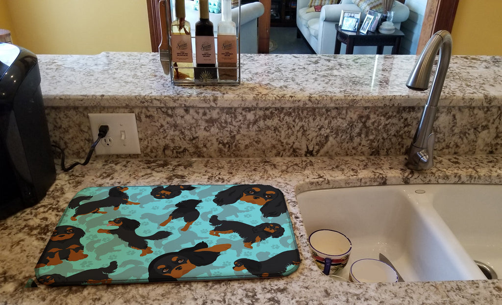Black and Tan Cavalier King Charles Spaniel Dish Drying Mat Absorbent Dish Drying Mat Pad for Kitchen Counter Dish Drainer Mat for Countertop, 14 x 21", Multicolor