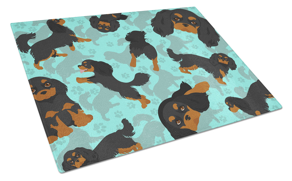 Black and Tan Cavalier King Charles Spaniel Cutting Board Tempered Glass Kitchen Cutting Surface, Heat Resistant Chopping, Non-Slip Feet, Food Prep & Serving