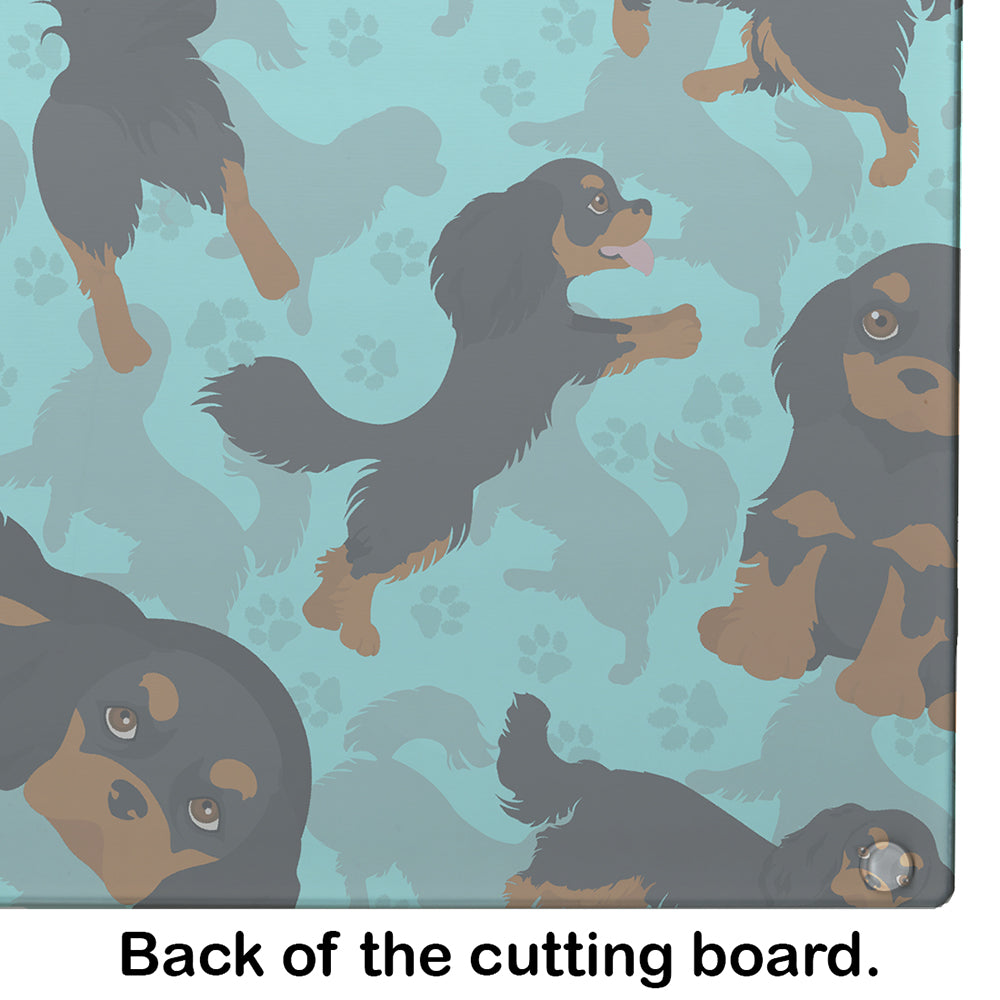 Black and Tan Cavalier King Charles Spaniel Cutting Board Tempered Glass Kitchen Cutting Surface, Heat Resistant Chopping, Non-Slip Feet, Food Prep & Serving
