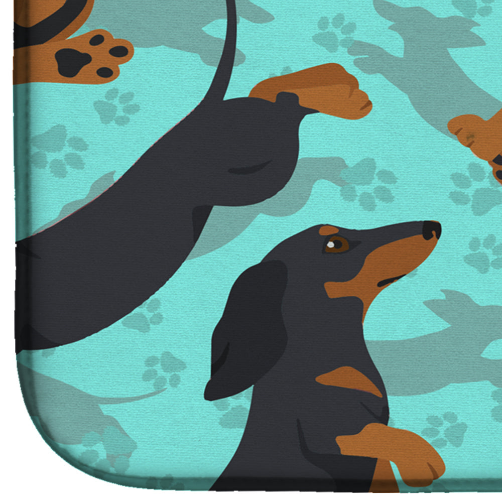 Black and Tan Dachshund Dish Drying Mat Absorbent Dish Drying Mat Pad for Kitchen Counter Dish Drainer Mat for Countertop, 14 x 21", Multicolor