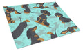Black and Tan Dachshund Cutting Board Tempered Glass Kitchen Cutting Surface, Heat Resistant Chopping, Non-Slip Feet, Food Prep & Serving