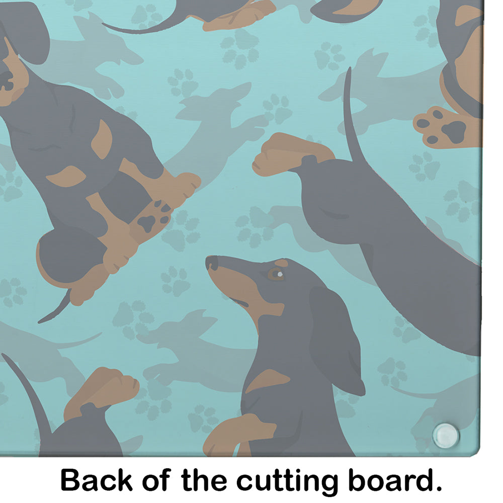 Black and Tan Dachshund Cutting Board Tempered Glass Kitchen Cutting Surface, Heat Resistant Chopping, Non-Slip Feet, Food Prep & Serving