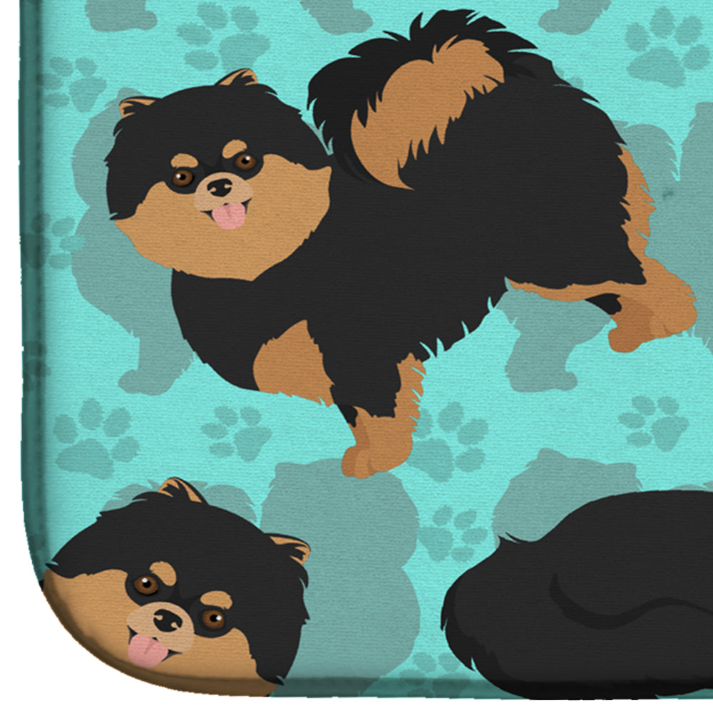 Black and Tan Pomeranian Dish Drying Mat Absorbent Dish Drying Mat Pad for Kitchen Counter Dish Drainer Mat for Countertop, 14 x 21", Multicolor