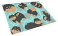 Black and Tan Pomeranian Cutting Board Tempered Glass Kitchen Cutting Surface, Heat Resistant Chopping, Non-Slip Feet, Food Prep & Serving