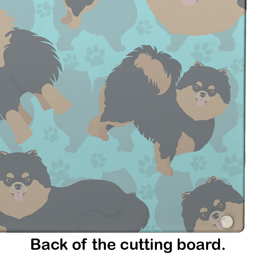 Black and Tan Pomeranian Cutting Board Tempered Glass Kitchen Cutting Surface, Heat Resistant Chopping, Non-Slip Feet, Food Prep & Serving