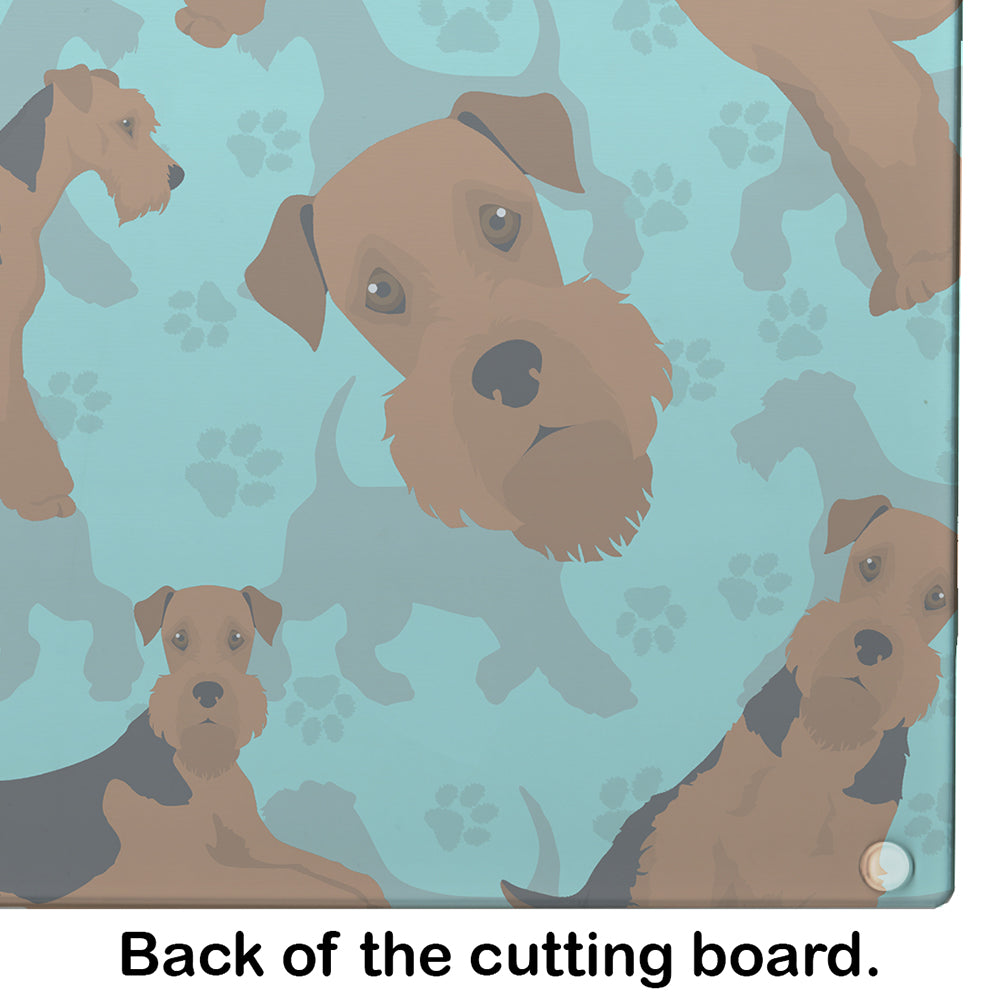 Airedale Terrier Cutting Board Tempered Glass Kitchen Cutting Surface, Heat Resistant Chopping, Non-Slip Feet, Food Prep & Serving