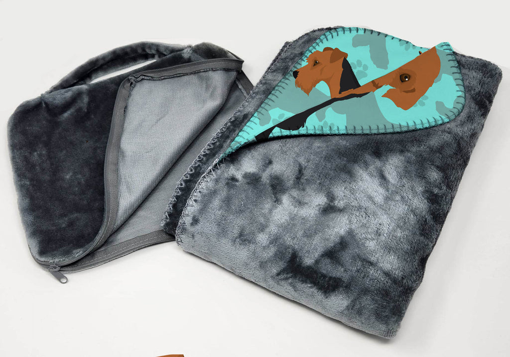 Airedale Terrier Soft Travel Blanket with Bag Airplane Blanket, Indoor Outdoor Camping Blanket for Traveling, Picnics, Beach Trips, Concerts