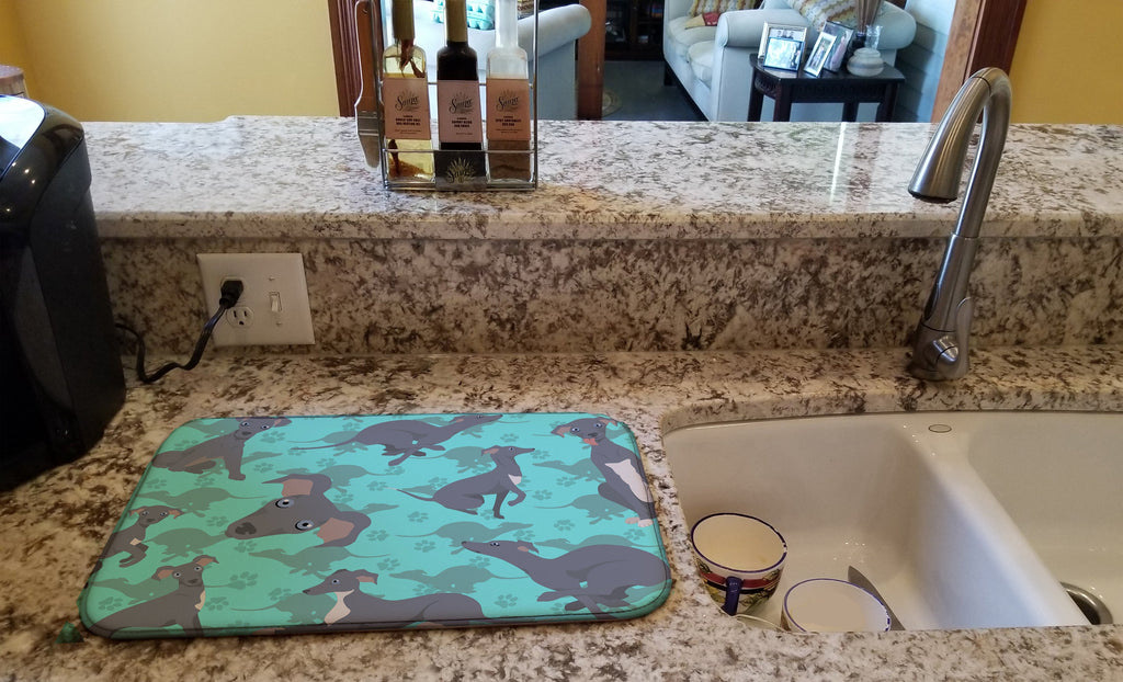 Italian Greyhound Dish Drying Mat Absorbent Dish Drying Mat Pad for Kitchen Counter Dish Drainer Mat for Countertop, 14 x 21", Multicolor