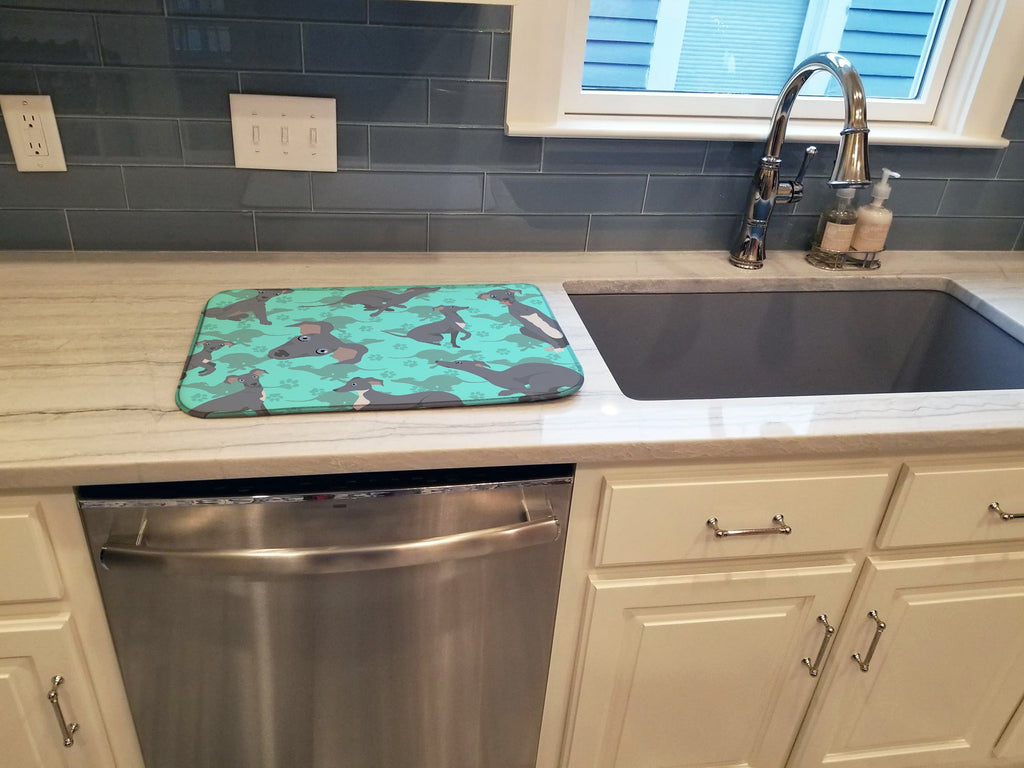 Italian Greyhound Dish Drying Mat Absorbent Dish Drying Mat Pad for Kitchen Counter Dish Drainer Mat for Countertop, 14 x 21", Multicolor