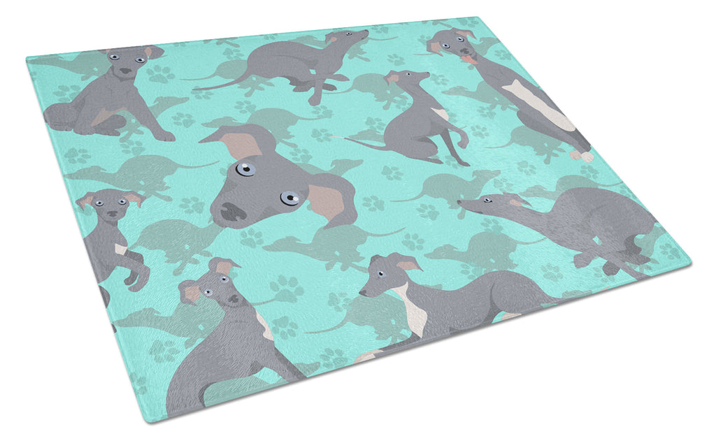 Italian Greyhound Cutting Board Tempered Glass Kitchen Cutting Surface, Heat Resistant Chopping, Non-Slip Feet, Food Prep & Serving