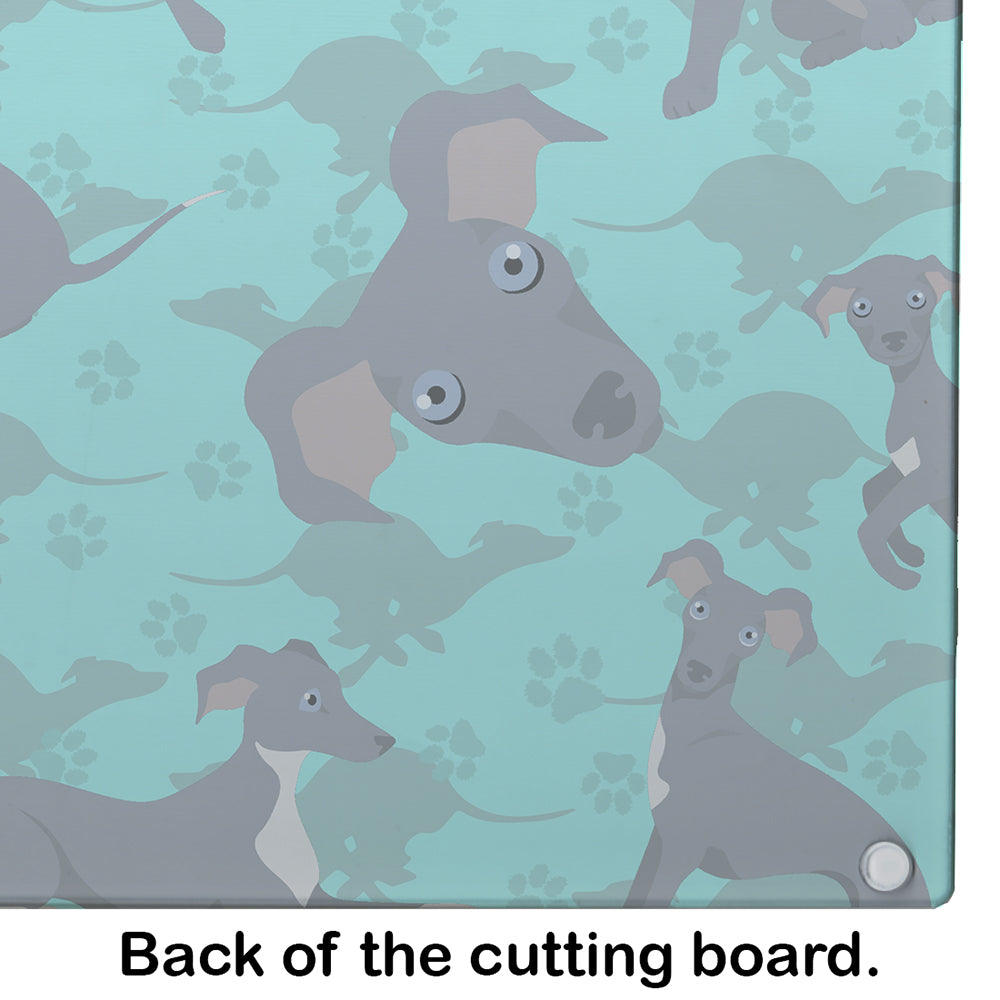 Italian Greyhound Cutting Board Tempered Glass Kitchen Cutting Surface, Heat Resistant Chopping, Non-Slip Feet, Food Prep & Serving