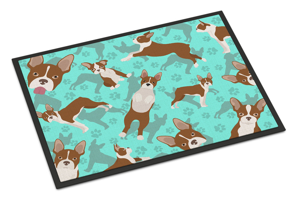 Red Boston Terrier Doormat Indoor Outdoor 24H X 36W Front Door Mat Rugs for Entryway, Non Slip Washable Low Pile,