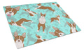 Red Boston Terrier Cutting Board Tempered Glass Kitchen Cutting Surface, Heat Resistant Chopping, Non-Slip Feet, Food Prep & Serving