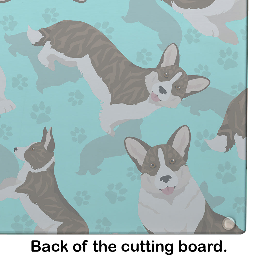 Brindle Cardigan Corgi Cutting Board Tempered Glass Kitchen Cutting Surface, Heat Resistant Chopping, Non-Slip Feet, Food Prep & Serving