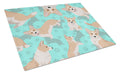 Fawn Cardigan Corgi Cutting Board Tempered Glass Kitchen Cutting Surface, Heat Resistant Chopping, Non-Slip Feet, Food Prep & Serving