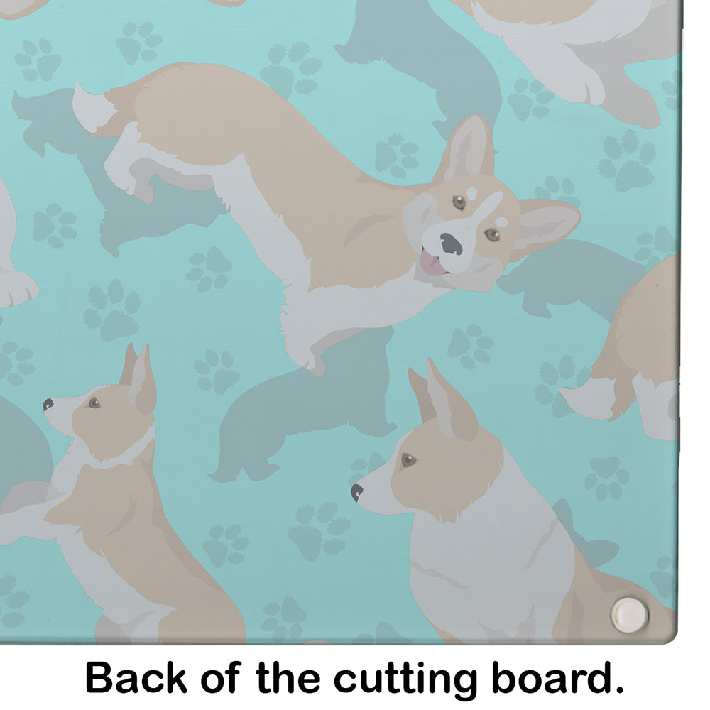 Fawn Cardigan Corgi Cutting Board Tempered Glass Kitchen Cutting Surface, Heat Resistant Chopping, Non-Slip Feet, Food Prep & Serving
