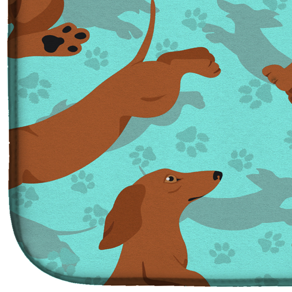 Red Dachshund Dish Drying Mat Absorbent Dish Drying Mat Pad for Kitchen Counter Dish Drainer Mat for Countertop, 14 x 21", Multicolor