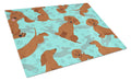 Red Dachshund Cutting Board Tempered Glass Kitchen Cutting Surface, Heat Resistant Chopping, Non-Slip Feet, Food Prep & Serving