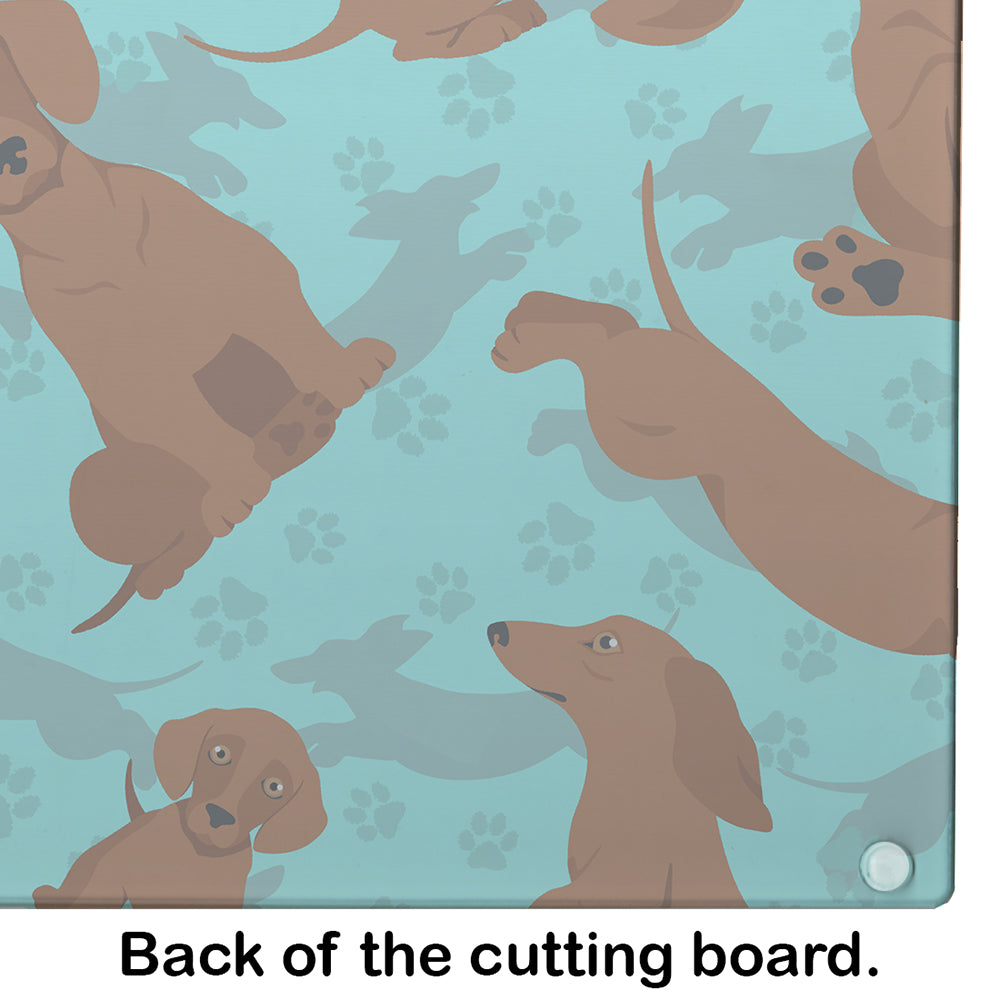 Red Dachshund Cutting Board Tempered Glass Kitchen Cutting Surface, Heat Resistant Chopping, Non-Slip Feet, Food Prep & Serving
