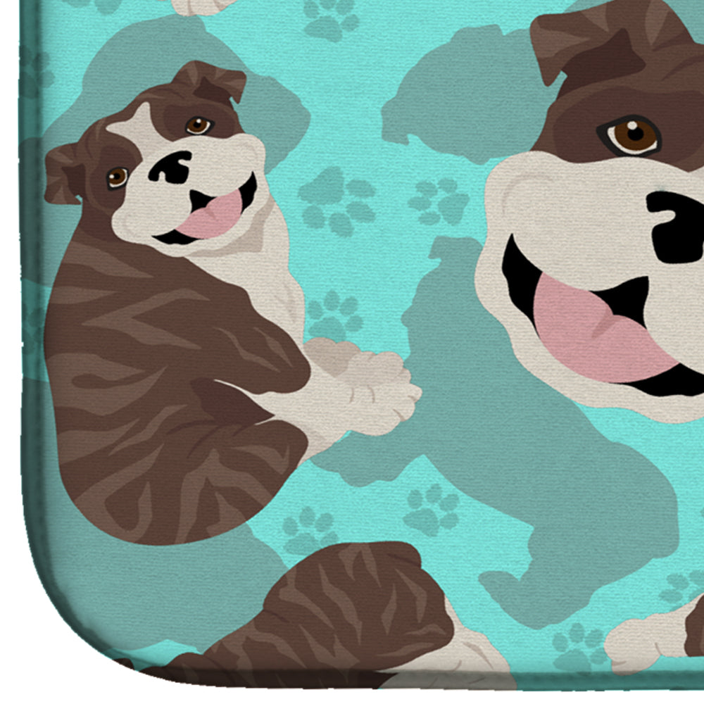 Brindle English Bulldog Dish Drying Mat Absorbent Dish Drying Mat Pad for Kitchen Counter Dish Drainer Mat for Countertop, 14 x 21", Multicolor