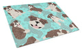 Brindle English Bulldog Cutting Board Tempered Glass Kitchen Cutting Surface, Heat Resistant Chopping, Non-Slip Feet, Food Prep & Serving