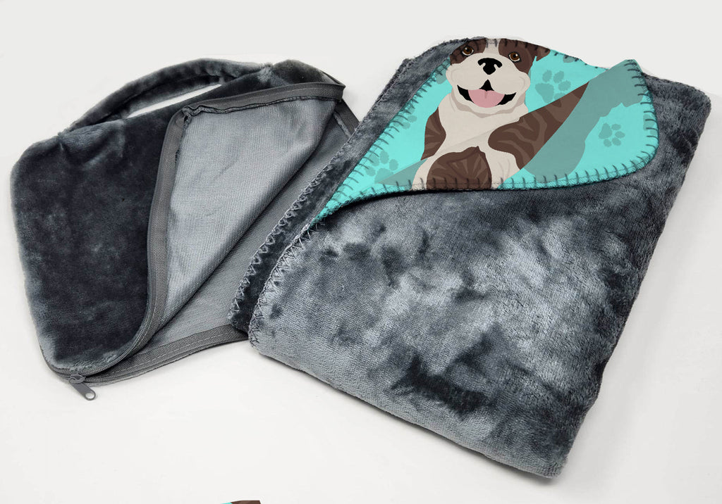 Brindle English Bulldog Soft Travel Blanket with Bag Airplane Blanket, Indoor Outdoor Camping Blanket for Traveling, Picnics, Beach Trips, Concerts