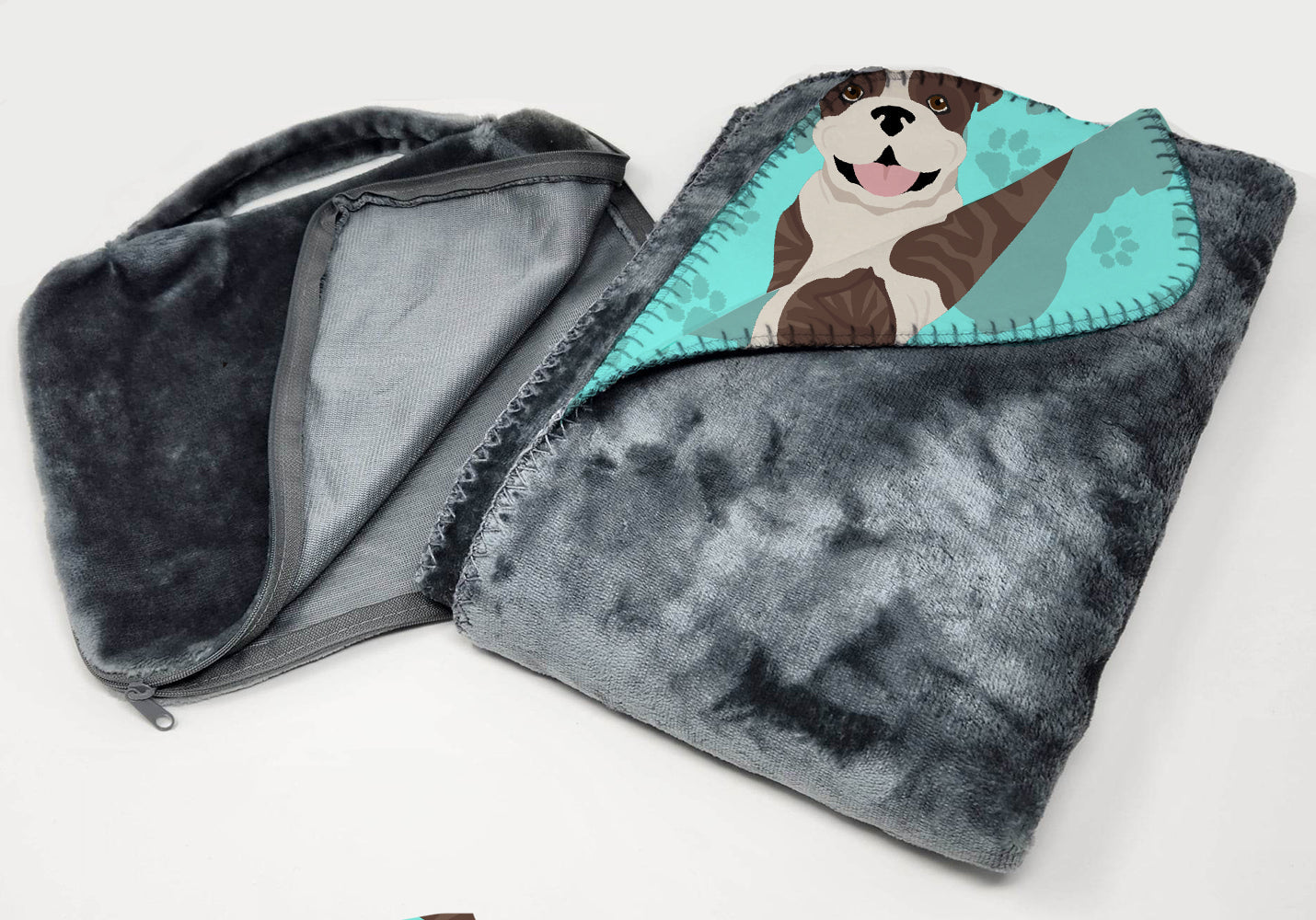 Brindle English Bulldog Soft Travel Blanket with Bag Airplane Blanket, Indoor Outdoor Camping Blanket for Traveling, Picnics, Beach Trips, Concerts