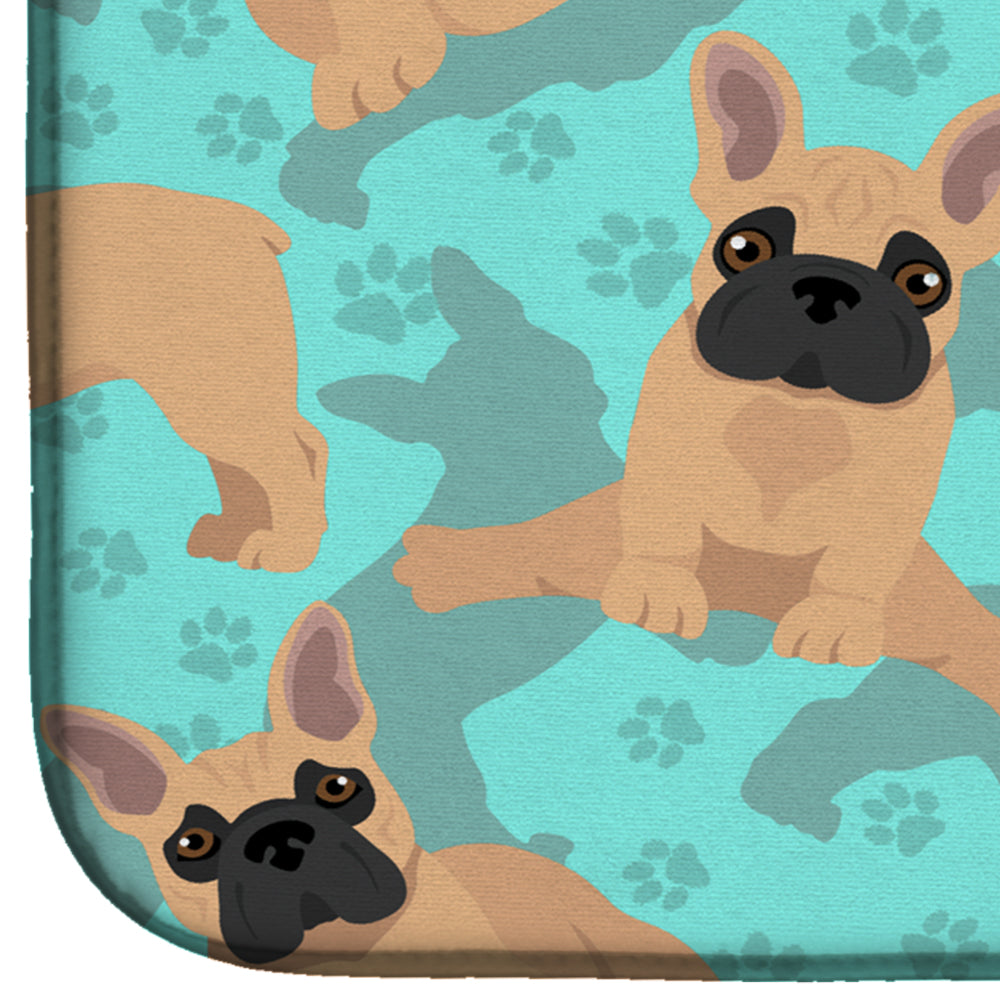 Fawn French Bulldog Dish Drying Mat Absorbent Dish Drying Mat Pad for Kitchen Counter Dish Drainer Mat for Countertop, 14 x 21", Multicolor