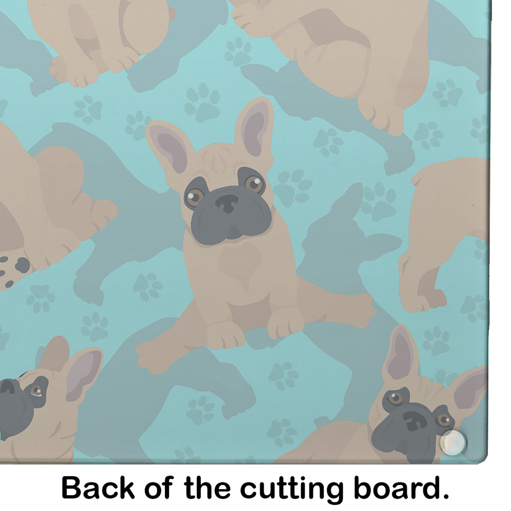 Fawn French Bulldog Cutting Board Tempered Glass Kitchen Cutting Surface, Heat Resistant Chopping, Non-Slip Feet, Food Prep & Serving