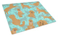 Golden Retriever Cutting Board Tempered Glass Kitchen Cutting Surface, Heat Resistant Chopping, Non-Slip Feet, Food Prep & Serving