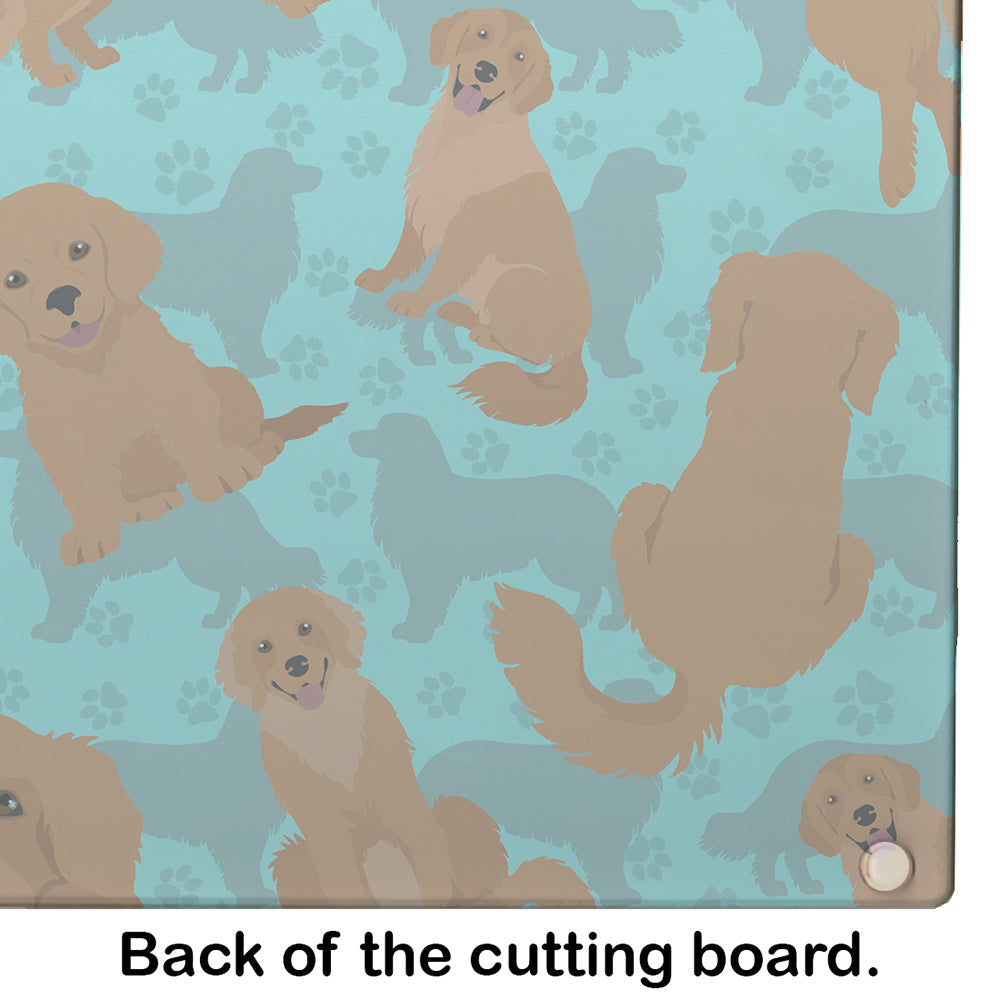 Golden Retriever Cutting Board Tempered Glass Kitchen Cutting Surface, Heat Resistant Chopping, Non-Slip Feet, Food Prep & Serving