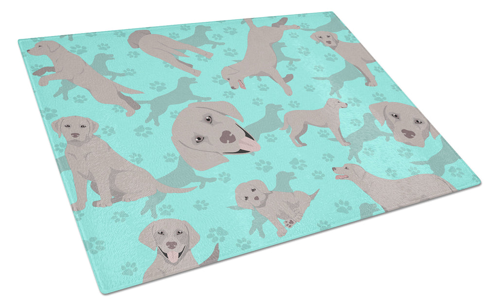 Grey Labrador Retriever Cutting Board Tempered Glass Kitchen Cutting Surface, Heat Resistant Chopping, Non-Slip Feet, Food Prep & Serving