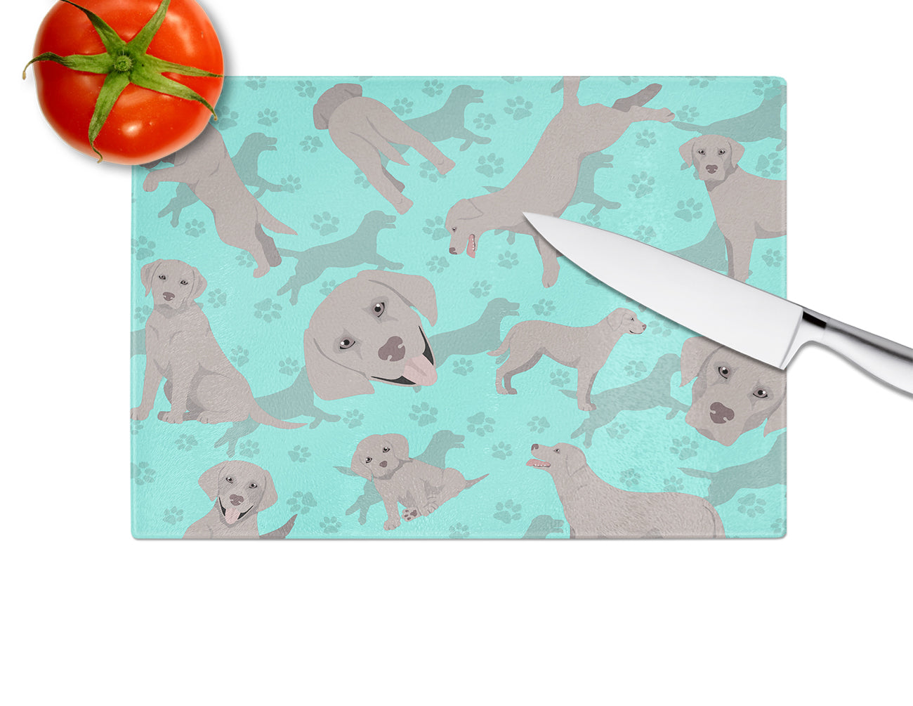 Grey Labrador Retriever Cutting Board Tempered Glass Kitchen Cutting Surface, Heat Resistant Chopping, Non-Slip Feet, Food Prep & Serving
