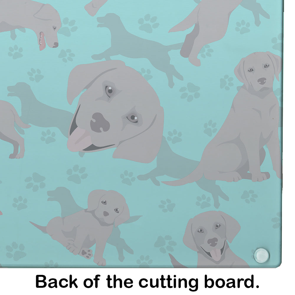 Grey Labrador Retriever Cutting Board Tempered Glass Kitchen Cutting Surface, Heat Resistant Chopping, Non-Slip Feet, Food Prep & Serving