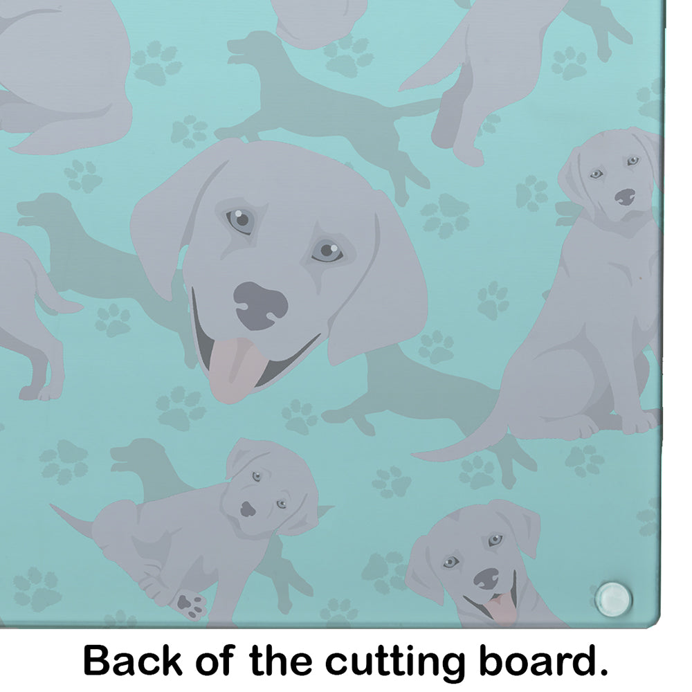 Silver Labrador Retriever Cutting Board Tempered Glass Kitchen Cutting Surface, Heat Resistant Chopping, Non-Slip Feet, Food Prep & Serving