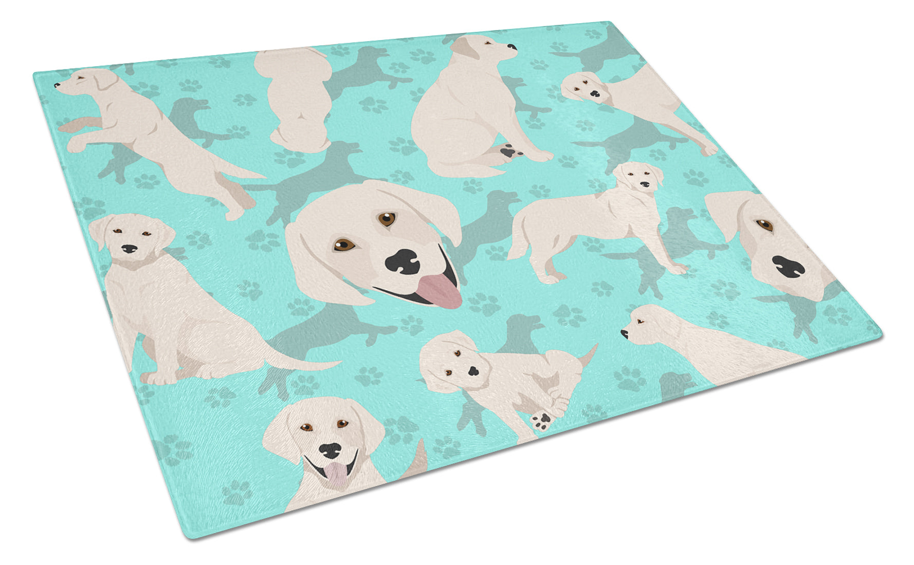 White Cream Labrador Retriever Cutting Board Tempered Glass Kitchen Cutting Surface, Heat Resistant Chopping, Non-Slip Feet, Food Prep & Serving