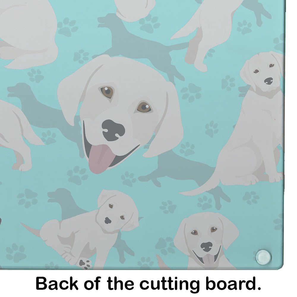 White Cream Labrador Retriever Cutting Board Tempered Glass Kitchen Cutting Surface, Heat Resistant Chopping, Non-Slip Feet, Food Prep & Serving