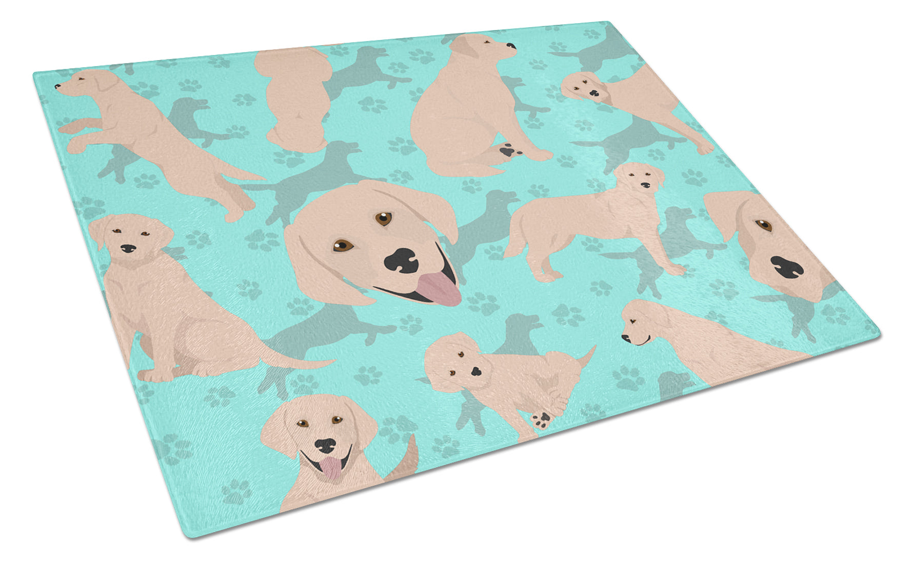 Yellow Labrador Retriever Cutting Board Tempered Glass Kitchen Cutting Surface, Heat Resistant Chopping, Non-Slip Feet, Food Prep & Serving