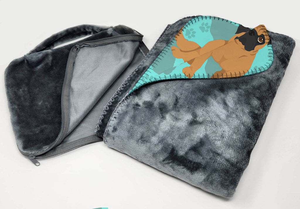 Apricot Pug Soft Travel Blanket with Bag Airplane Blanket, Indoor Outdoor Camping Blanket for Traveling, Picnics, Beach Trips, Concerts