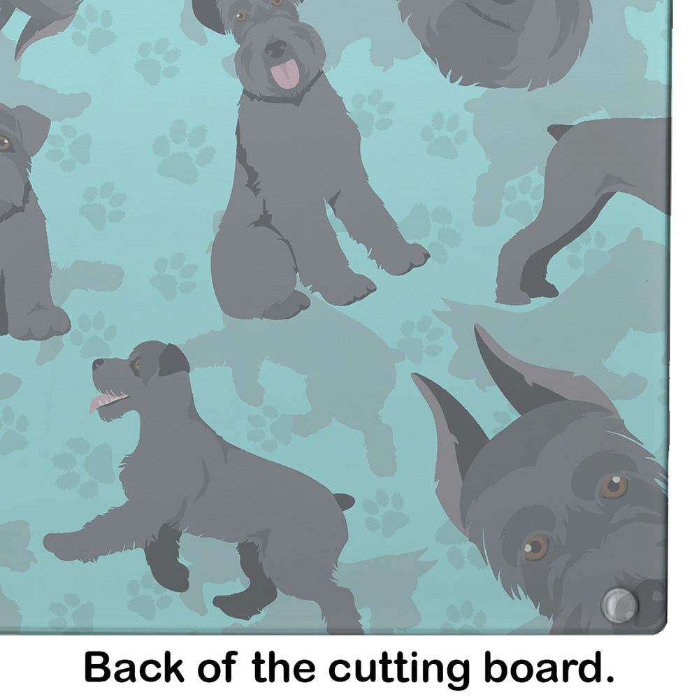 Black Schnauzer Cutting Board Tempered Glass Kitchen Cutting Surface, Heat Resistant Chopping, Non-Slip Feet, Food Prep & Serving