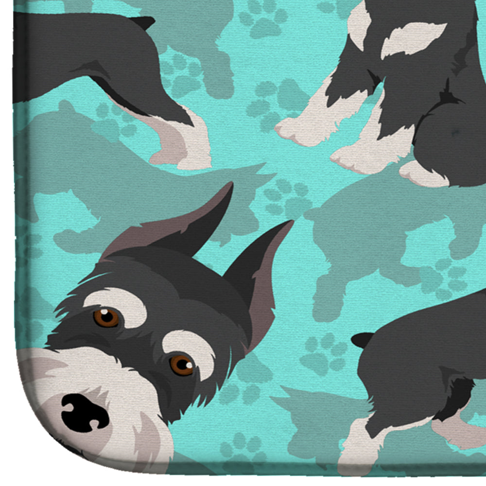 Black and Silver Schnauzer Dish Drying Mat Absorbent Dish Drying Mat Pad for Kitchen Counter Dish Drainer Mat for Countertop, 14 x 21", Multicolor