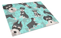 Black and Silver Schnauzer Cutting Board Tempered Glass Kitchen Cutting Surface, Heat Resistant Chopping, Non-Slip Feet, Food Prep & Serving