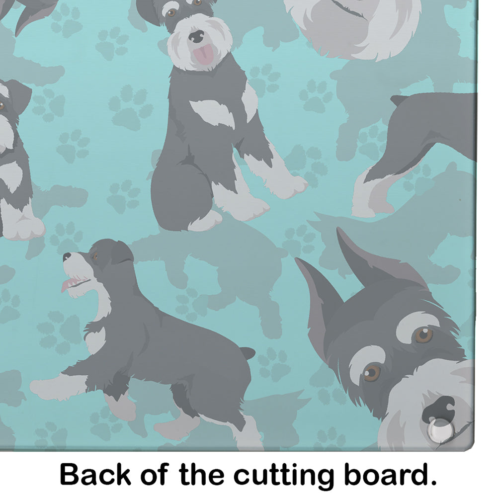 Black and Silver Schnauzer Cutting Board Tempered Glass Kitchen Cutting Surface, Heat Resistant Chopping, Non-Slip Feet, Food Prep & Serving
