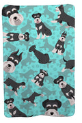 Black and Silver Schnauzer Soft Travel Blanket with Bag Airplane Blanket, Indoor Outdoor Camping Blanket for Traveling, Picnics, Beach Trips, Concerts