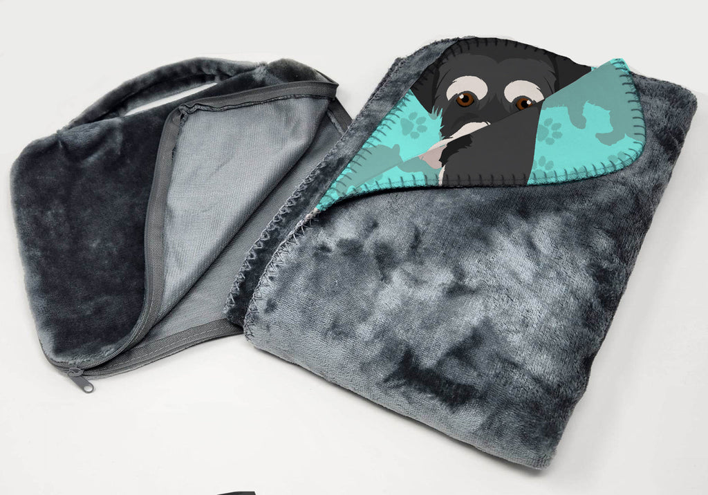 Black and Silver Schnauzer Soft Travel Blanket with Bag Airplane Blanket, Indoor Outdoor Camping Blanket for Traveling, Picnics, Beach Trips, Concerts