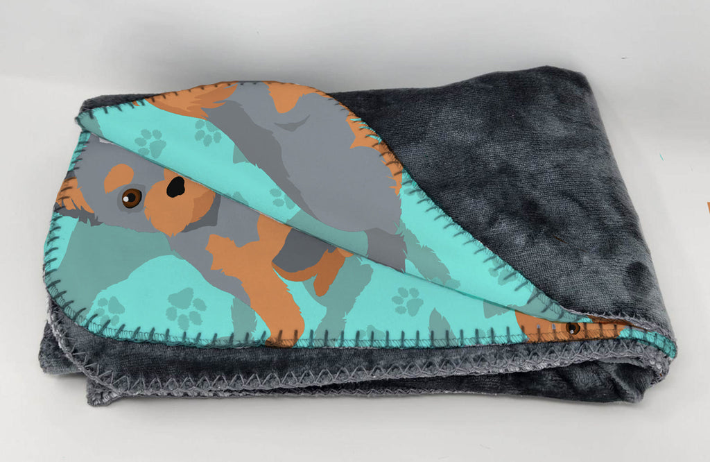 Blue and Tan Yorkie Soft Travel Blanket with Bag Airplane Blanket, Indoor Outdoor Camping Blanket for Traveling, Picnics, Beach Trips, Concerts