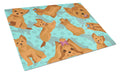 Red Yorkie Cutting Board Tempered Glass Kitchen Cutting Surface, Heat Resistant Chopping, Non-Slip Feet, Food Prep & Serving