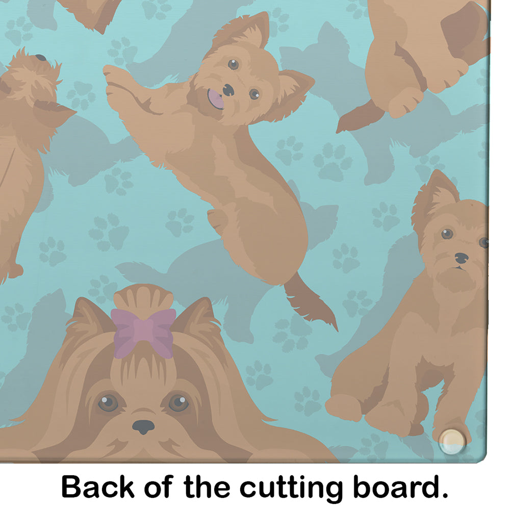 Red Yorkie Cutting Board Tempered Glass Kitchen Cutting Surface, Heat Resistant Chopping, Non-Slip Feet, Food Prep & Serving