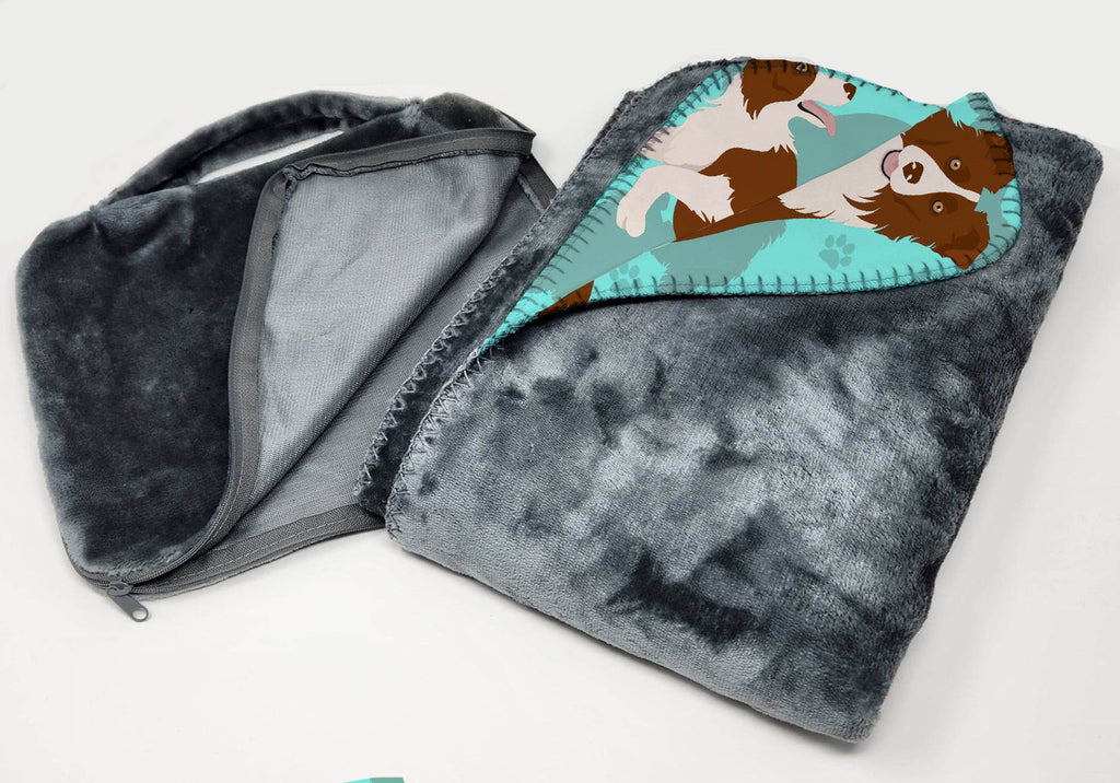 Red Border Collie Soft Travel Blanket with Bag Airplane Blanket, Indoor Outdoor Camping Blanket for Traveling, Picnics, Beach Trips, Concerts